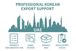 건기식협회 UAE K-건강기능식품 홍보 지원사업과 중동 수출 체크포인트를 나타내는 이미지
